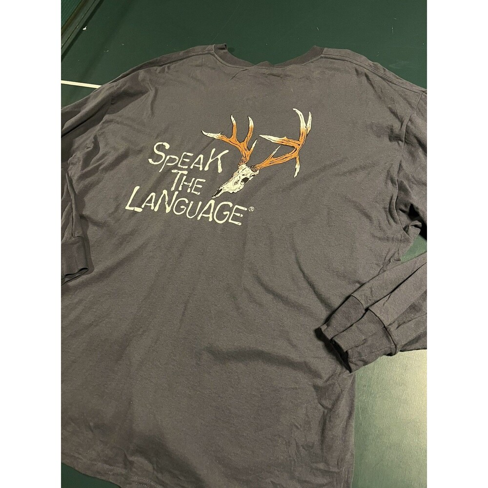 Men’s Primos Hunting Calls Long Sleeve T-Shirt 2XL Speak The Language Deer Gray